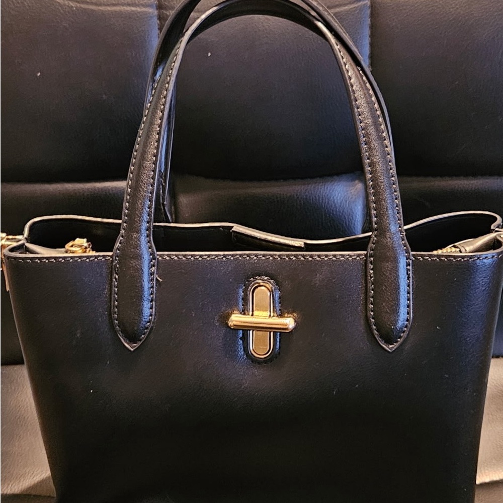 Miztique Black Satchel with Gold Accent